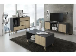 New Skraut Home Sapateira cor Cinzento antracite e Carvalho, 90x26x102cm Natural claro