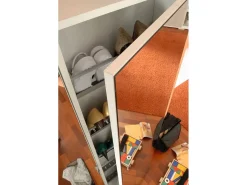Móvel De Arrumação|Sapateira|Dmora Sapateira Dabarre, Móvel de entrada multiuso com porta espelhada, Sapateira moderna com 5 prateleiras, 100% Fabricado na Itália, 50x18h178 cm, Branco