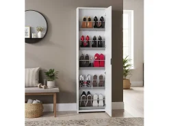 Móvel De Arrumação|Sapateira|Dmora Sapateira Dabarre, Móvel de entrada multiuso com porta espelhada, Sapateira moderna com 5 prateleiras, 100% Fabricado na Itália, 50x18h178 cm, Branco