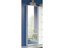 Móvel De Arrumação|Sapateira|Dmora Sapateira Dabarre, Móvel de entrada multiuso com porta espelhada, Sapateira moderna com 5 prateleiras, 100% Fabricado na Itália, 50x18h178 cm, Branco