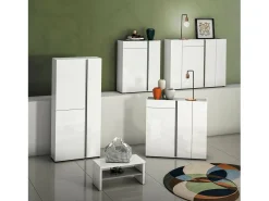 Móvel De Arrumação|Sapateira|Dmora Sapateira Dbianchett, Sapateira, Armário de entrada multiusos, Armário para calçado, Made in Italy, 120x33h115 cm, brilhante e Antracite Branco