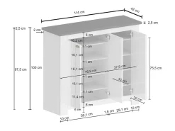 Online Dmora Sapateira Dcigarin, Sapateira com 3 portas com economia de espaço, Armário de entrada multifuncional, 114x42h100 cm, Branco e Ardósia Cinzento