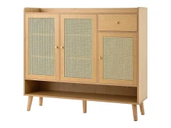 Móvel De Arrumação|Sapateira*Merax Sapateira de vime - 120 x 35 x 106 cm - com 3 portas + 1 gaveta + 5 prateleiras - aglomerado - natural Natural claro