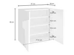 Móvel De Arrumação|Sapateira|Dmora Sapateira Dfogl, Armário multiuso com 2 portas, Sapateira de entrada, 100% Fabricado na Itália, 81x38h86 cm, brilhante com detalhe Branco