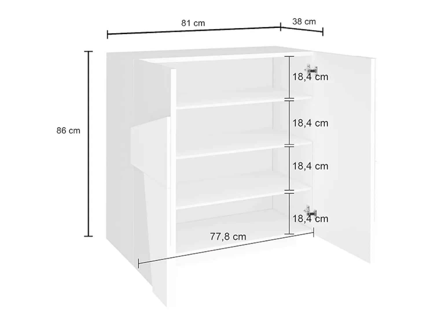 Móvel De Arrumação|Sapateira|Dmora Sapateira Dfogl, Armário multiuso com 2 portas, Sapateira de entrada, 100% Fabricado na Itália, 81x38h86 cm, brilhante com detalhe Branco