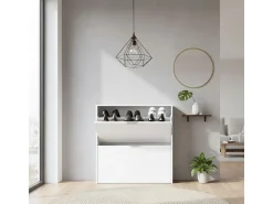 Dmora Sapateira Dighina, Sapateira com 2 portas dobráveis, Sapateira de entrada baixa, Armário baixo, 75x22h76 cm,^ Móvel De Arrumação|Sapateira