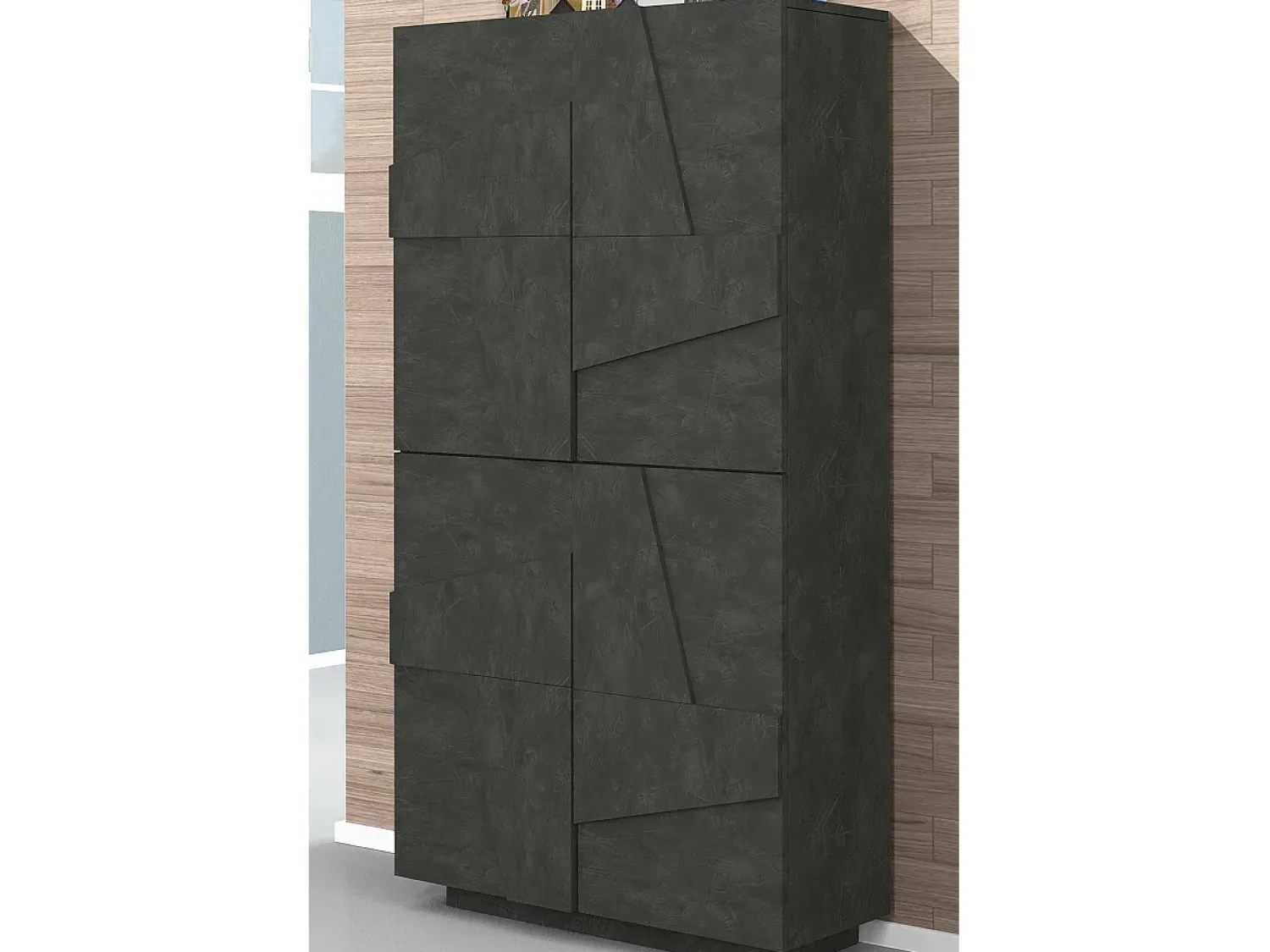 Móvel De Arrumação|Sapateira|Dmora Sapateira Dlerd, Armário multiuso com 4 portas articuladas, Sapateira de entrada, 100% Fabricado na Itália, 81x38h167 cm, Ardósia Cinzento