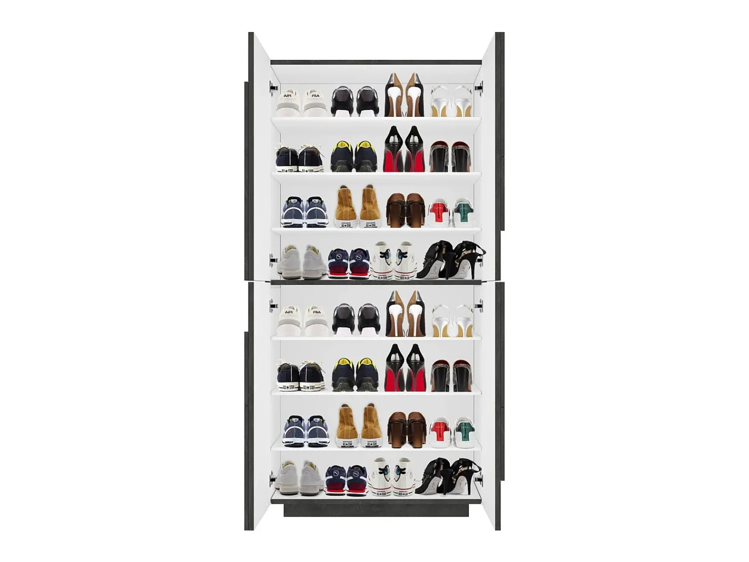 Móvel De Arrumação|Sapateira|Dmora Sapateira Dlerd, Armário multiuso com 4 portas articuladas, Sapateira de entrada, 100% Fabricado na Itália, 81x38h167 cm, Ardósia Cinzento
