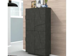 Móvel De Arrumação|Sapateira|Dmora Sapateira Dlerd, Armário multiuso com 4 portas articuladas, Sapateira de entrada, 100% Fabricado na Itália, 81x38h167 cm, Ardósia Cinzento