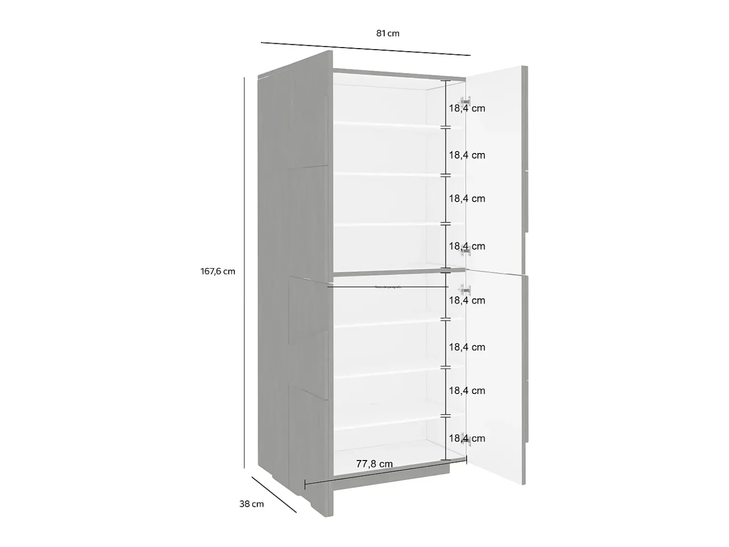 Móvel De Arrumação|Sapateira|Dmora Sapateira Dlerd, Armário multiuso com 4 portas articuladas, Sapateira de entrada, 100% Fabricado na Itália, 81x38h167 cm, Ardósia Cinzento