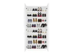 Móvel De Arrumação|Sapateira*Dmora Sapateira Dlerd, Armário multiuso com 4 portas articuladas, Sapateira de entrada, 100% Fabricado na Itália, 81x38h167 cm, brilhante Branco