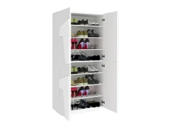 Móvel De Arrumação|Sapateira*Dmora Sapateira Dlerd, Armário multiuso com 4 portas articuladas, Sapateira de entrada, 100% Fabricado na Itália, 81x38h167 cm, brilhante Branco