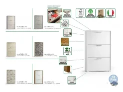 Móvel De Arrumação|Sapateira*Dmora Sapateira Dlos, Móvel de entrada multiuso com 3 portas sanfonadas, Sapateira de dupla profundidade, 100% Fabricado na Itália, 67x28h112 cm, Cimento Cinzento
