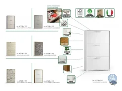 Discount Dmora Sapateira Dlos, Móvel de entrada multiuso com 3 portas sanfonadas, Sapateira de dupla profundidade, 100% Fabricado na Itália, 67x28h112 cm, Olmo Castanho