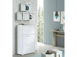 Dmora Sapateira Dlos, móvel de entrada multiuso com 3 portas sanfonadas, sapateira de dupla profundidade, 100% Fabricado na Itália, 67x28h112 cm,^ Móvel De Arrumação|Sapateira