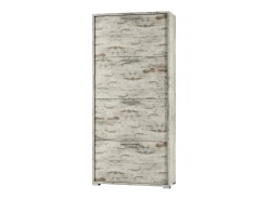 Discount Dmora Sapateira Dmarcat, móvel de entrada multiuso com 4 portas sanfonadas, sapateira de dupla profundidade, 100% Fabricado na Itália, 67x28h147 cm, Vintage Branco