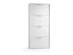 Dmora Sapateira Dmarcat, móvel de entrada multiuso com 4 portas sanfonadas, sapateira de dupla profundidade, 100% Fabricado na Itália, 67x28h147 cm,^ Móvel De Arrumação|Sapateira