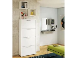 Dmora Sapateira Dmarcat, móvel de entrada multiuso com 4 portas sanfonadas, sapateira de dupla profundidade, 100% Fabricado na Itália, 67x28h147 cm,^ Móvel De Arrumação|Sapateira