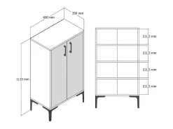 Dmora Sapateira Dmarrull, Sapateira, Armário de entrada multiuso,Armário para calçado, 60x35h111 cm, Nogueira e Branco^ Móvel De Arrumação|Sapateira