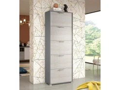 Dmora Sapateira Dmiano, Móvel de entrada multiuso com 5 portas sanfonadas, Sapateira de dupla profundidade, 100% Fabricado na Itália, 67x28h183 cm, Lariço^ Móvel De Arrumação|Sapateira