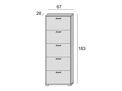 Dmora Sapateira Dmiano, Móvel de entrada multiuso com 5 portas sanfonadas, Sapateira de dupla profundidade, 100% Fabricado na Itália, 67x28h183 cm, Lariço^ Móvel De Arrumação|Sapateira