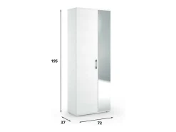 Móvel De Arrumação|Sapateira*Dmora Sapateira Dminiat, móvel de entrada multiuso com porta espelhada, sapateira moderna com 6 prateleiras, 100% Fabricado na Itália, 72x37h195 cm, Branco