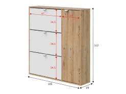 Móvel De Arrumação|Sapateira|Dmora Sapateira Dmodic, sapateira de entrada com 4 portas, guarda-roupa que economiza espaço, 105x24h112 cm, e Carvalho Branco