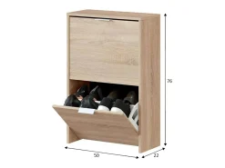 Sale Dmora Sapateira Dmoretto, Sapateira que economiza espaço com 2 portas, Sapateira de entrada, Guarda-roupa de sapateira, 50x22h76 cm, Carvalho Castanho