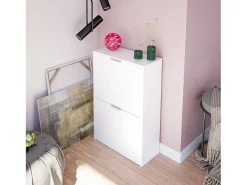 Móvel De Arrumação|Sapateira*Dmora Sapateira Dmoretto, Sapateira que economiza espaço com 2 portas, Sapateira de entrada, Guarda-roupa de sapateira, 50x22h76 cm, Branco