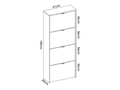 New Dmora Sapateira Dmurie, Sapateira de entrada que economiza espaço, Sapateira com 4 portas dobráveis, 61x25h149 cm, Carvalho Castanho