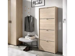 New Dmora Sapateira Dmurie, Sapateira de entrada que economiza espaço, Sapateira com 4 portas dobráveis, 61x25h149 cm, Carvalho Castanho