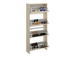 New Dmora Sapateira Dmurie, Sapateira de entrada que economiza espaço, Sapateira com 4 portas dobráveis, 61x25h149 cm, Carvalho Castanho