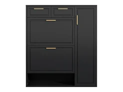 Móvel De Arrumação|Sapateira|Merax Sapateira dobrável - 95 x 24 x 107,5 cm - com prateleiras reguláveis ​​+ 2 gavetas + 1 porta - aglomerado + MDF + metal - Preto