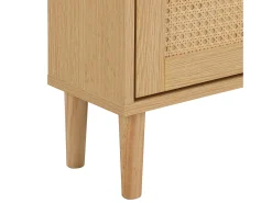 Hauss Spole Sapateira em madeira e rattan com 3 portas e 1 gaveta, 90 x 17 x 125 cm Natural^ Móvel De Arrumação|Sapateira