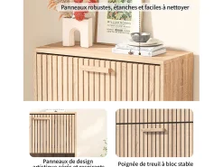 Móvel De Arrumação|Sapateira* Sapateira estreita com portas de correr, 113 x 60 x 24 cm, Sapateira estreita, madeira Natural claro
