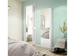 Móvel De Arrumação|Sapateira|Dmora Sapateira Eugene, Sapateira alta com 1 porta, Sapateira moderna, Armário de entrada com espelho, 50x22h180 cm, Branco