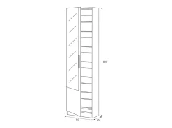 Móvel De Arrumação|Sapateira|Dmora Sapateira Eugene, Sapateira alta com 1 porta, Sapateira moderna, Armário de entrada com espelho, 50x22h180 cm, Branco