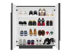 Móvel De Arrumação|Sapateira|Dmora Sapateira Joel, Armário multiuso com 2 portas, Sapateira de entrada, 100% Fabricado na Itália, 81x38h86 cm, Ardósia com detalhe Cinzento
