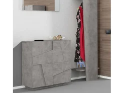 Móvel De Arrumação|Sapateira|Dmora Sapateira Joel, Armário multiuso com 2 portas, Sapateira de entrada, 100% Fabricado na Itália, 81x38h86 cm, Cimento com detalhe Cinzento claro