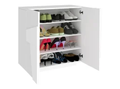 Móvel De Arrumação|Sapateira*Dmora Sapateira Joel, Armário multiuso com 2 portas, Sapateira de entrada, 100% Fabricado na Itália, 81x38h86 cm, brilhante com detalhe Branco