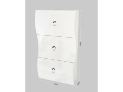 Móvel De Arrumação|Sapateira*Dmora Sapateira Leonardo, Armário multiuso com 3 portas, Sapateira de entrada, 100% Fabricado na Itália, 71x27h122 cm, brilhante Branco
