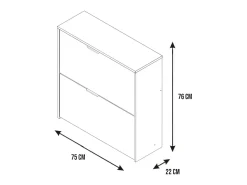 Móvel De Arrumação|Sapateira|Dmora Sapateira Louisville, Sapateira com 2 portas dobráveis, Sapateira de entrada baixa, Armário baixo, 75x22h76 cm, Branco