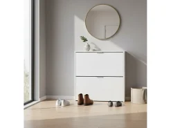 Móvel De Arrumação|Sapateira|Dmora Sapateira Louisville, Sapateira com 2 portas dobráveis, Sapateira de entrada baixa, Armário baixo, 75x22h76 cm, Branco