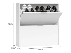 Móvel De Arrumação|Sapateira|Dmora Sapateira Louisville, Sapateira com 2 portas dobráveis, Sapateira de entrada baixa, Armário baixo, 75x22h76 cm, Branco