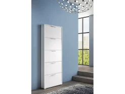 Móvel De Arrumação|Sapateira*Dmora Sapateira Margherita, Móvel de entrada multiuso com 5 portas sanfonadas, Sapateira moderna, 100% Fabricado na Itália, 67x18h184 cm, Branco
