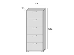 Móvel De Arrumação|Sapateira*Dmora Sapateira Margherita, Móvel de entrada multiuso com 5 portas sanfonadas, Sapateira moderna, 100% Fabricado na Itália, 67x18h184 cm, Larício Castanho
