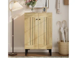 Móvel De Arrumação|Sapateira|Merax Sapateira moderna - 60 x 31,5 x 95 cm - com 2 portas e prateleiras em vários níveis - aglomerado - cor natural Natural claro