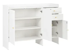 Merax Sapateira moderna - 120 x 35 x 90 cm - com 3 portas + 2 gavetas - para hall de entrada - MDF - branca^ Móvel De Arrumação|Sapateira