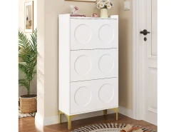 Móvel De Arrumação|Sapateira|Merax Sapateira moderna - 63 x 24 x 120 cm - com 3 portas + pés de metal - MDF - branca Branco