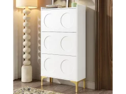 Móvel De Arrumação|Sapateira|Merax Sapateira moderna - 63 x 24 x 120 cm - com 3 portas + pés de metal - MDF - branca Branco